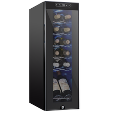 Load image into Gallery viewer, 12 Bottle Freestanding 5 Shelf Wine Cooler Refrigerator with Locking Door and Digital Temperature Control
