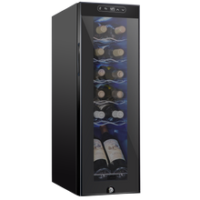 Load image into Gallery viewer, 12 Bottle Freestanding 5 Shelf Wine Cooler Refrigerator with Locking Door and Digital Temperature Control
