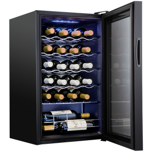 24 Bottle Freestanding Wine Cooler Refrigerator with Locking Door and Digital Temperature Control