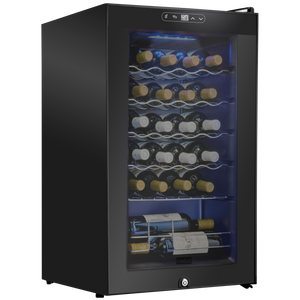 24 Bottle Freestanding Wine Cooler Refrigerator with Locking Door and Digital Temperature Control