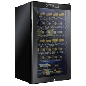 34 Bottle Freestanding Wine Cooler Refrigerator with Locking Door and Digital Temperature Control