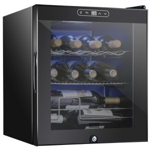 12 Bottle Freestanding 2 Shelf Wine Cooler Refrigerator with Locking Door and Digital Temperature Control