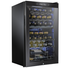 Load image into Gallery viewer, 33 Bottle Freestanding Wine Cooler Refrigerator with Dual Cooling Zones and Locking Door
