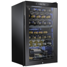 33 Bottle Freestanding Wine Cooler Refrigerator with Dual Cooling Zones and Locking Door