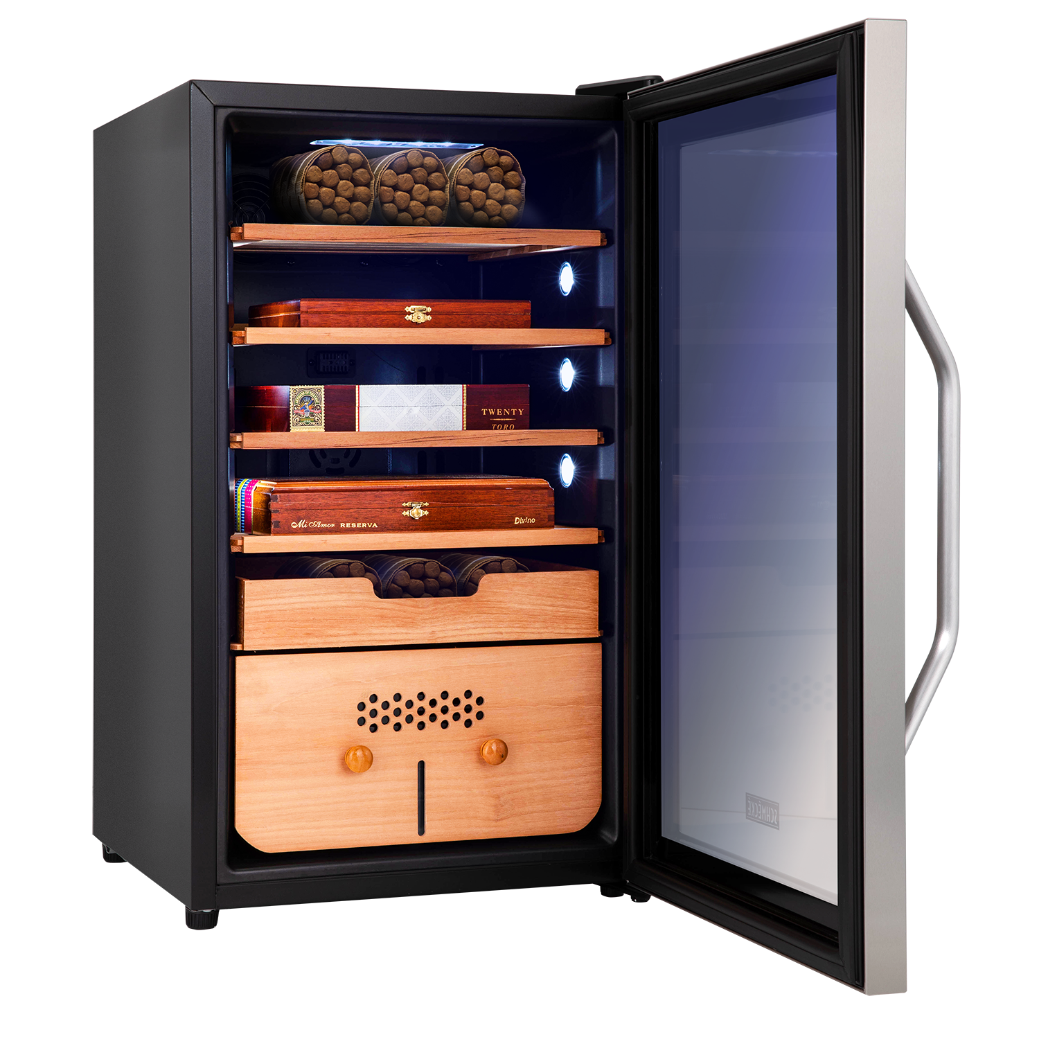 Placeret gardin symaskine 400 Cigar Cooler and Humidor with Spanish Cedar Shelves and Digital Co –  Schmecke