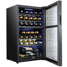 Load image into Gallery viewer, 33 Bottle Freestanding Wine Cooler Refrigerator with Dual Cooling Zones
