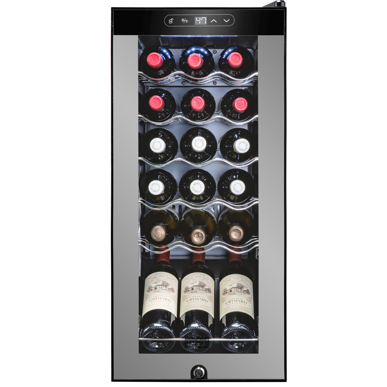 Schmecke Réfrigérateur à vin à compresseur de 18 bouteilles avec serrure, Grande Cave à Vin Autoportante